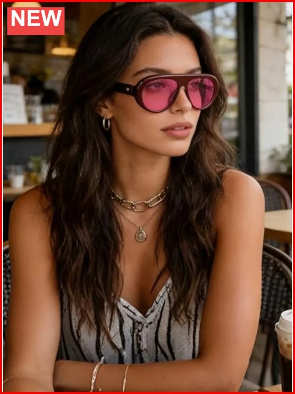 Vintage Oversized Polarized Aviator Sunglasses for Women Retro 70s Big Round